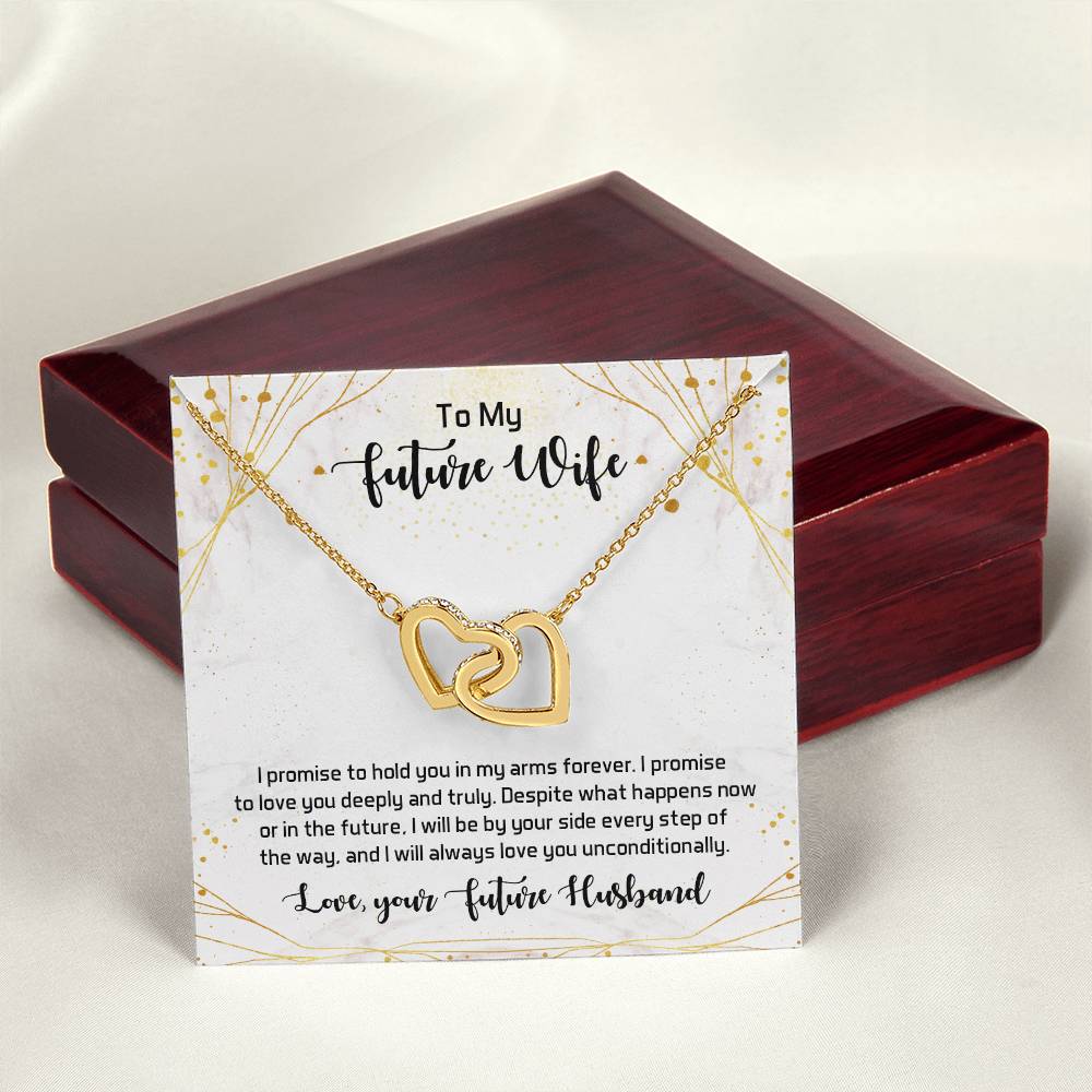 Interlocking Hearts Necklace To My Future Wife I Promise To Hold You In My Arms Forever