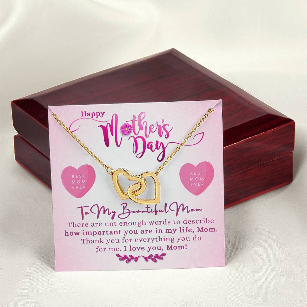 Mothers Day Double Heart Necklace Gift Interlocking Hearts Necklace