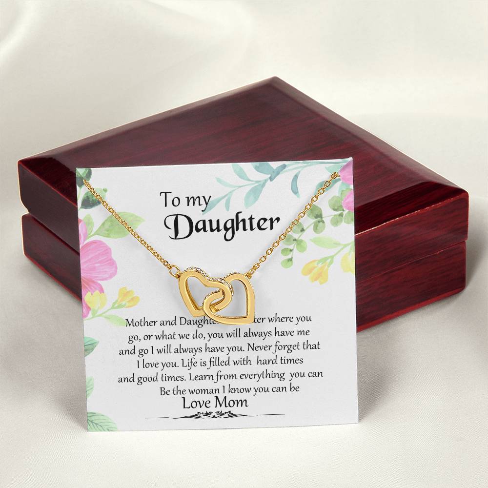 To My Daughter Interlocking Heart Neclace With Message Card Jewelry Gift From Mom To Daughter Interlocking Hearts Necklace