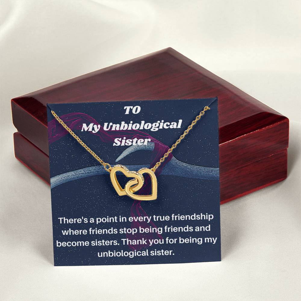 Unbiological Sister Gift Best Friend Necklace Big Little Sorority Soul Sister Bridesmaid Gift 14Kt Gold Filled Interlocking Hearts Necklace