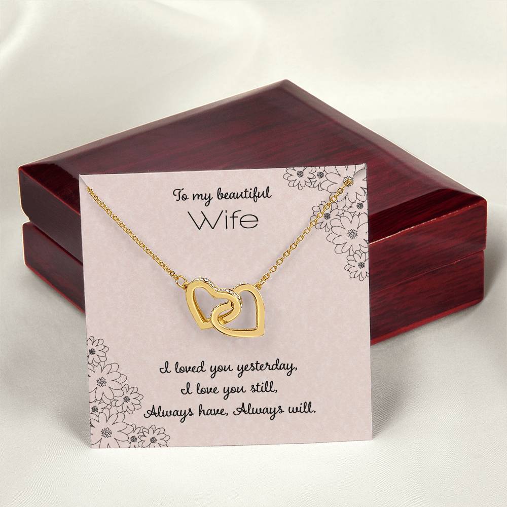 To My Beautiful Wife Interlocking Hearts Necklace