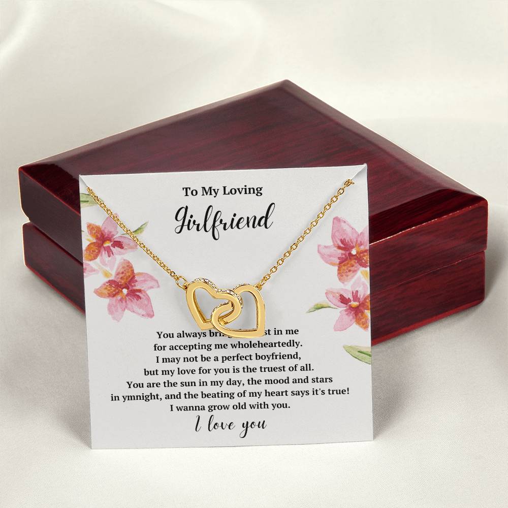 To My Loving Girlfriend Grow Old With You Interlocked Hearts Necklace Interlocking Hearts Necklace