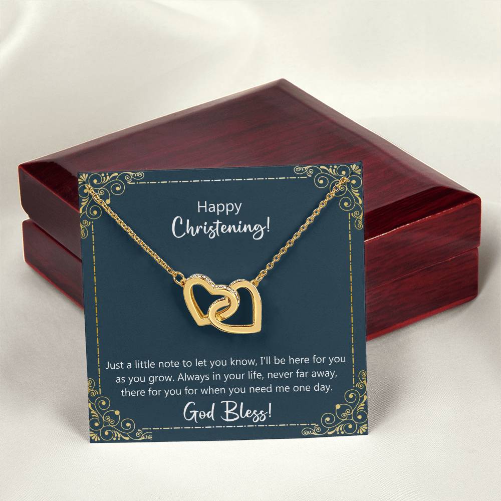 Christening Gift - I'Ll Be Here For You As You Grow Necklace Interlocking Hearts Necklace