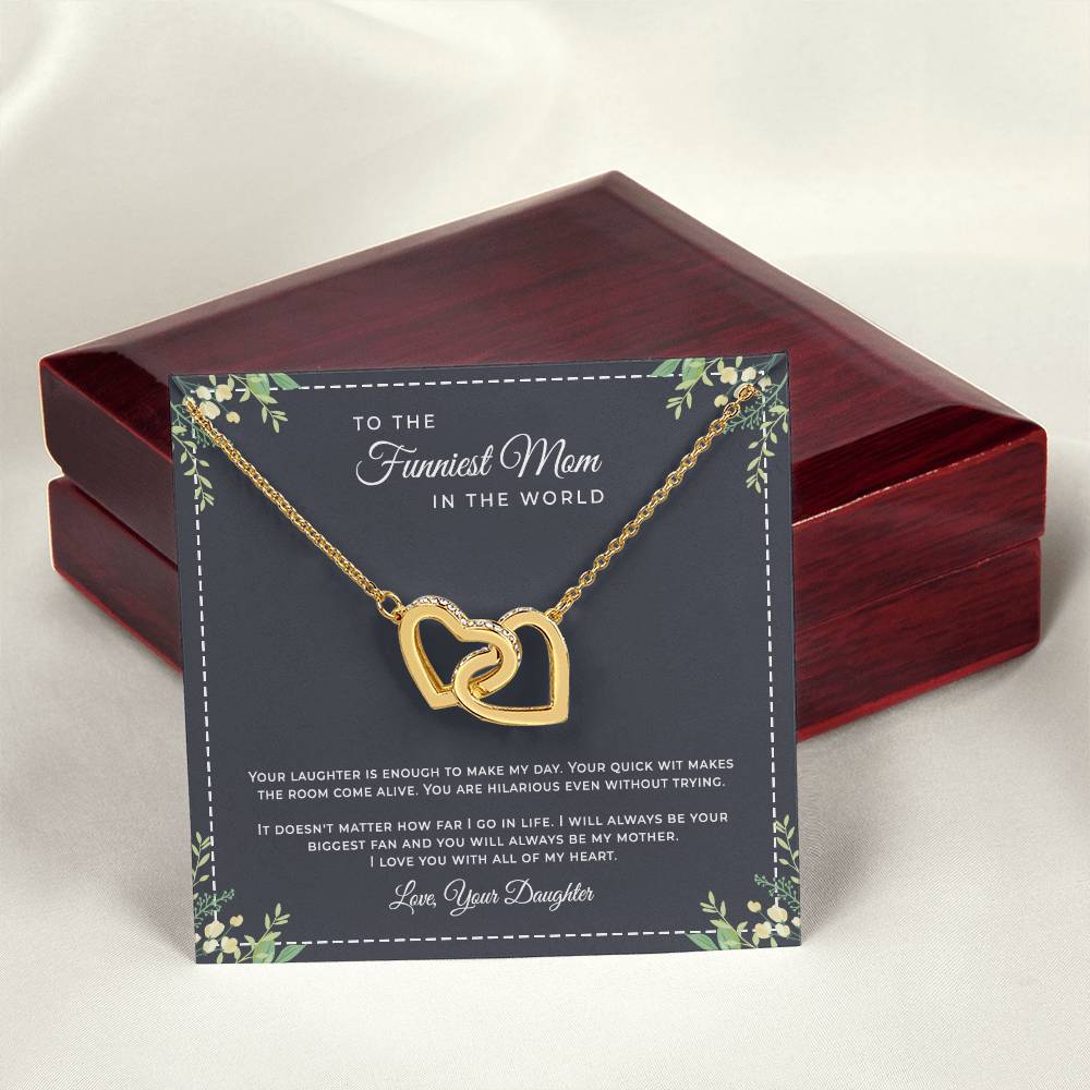 To The Funniest Mom In The World Interlocking Hearts Necklace