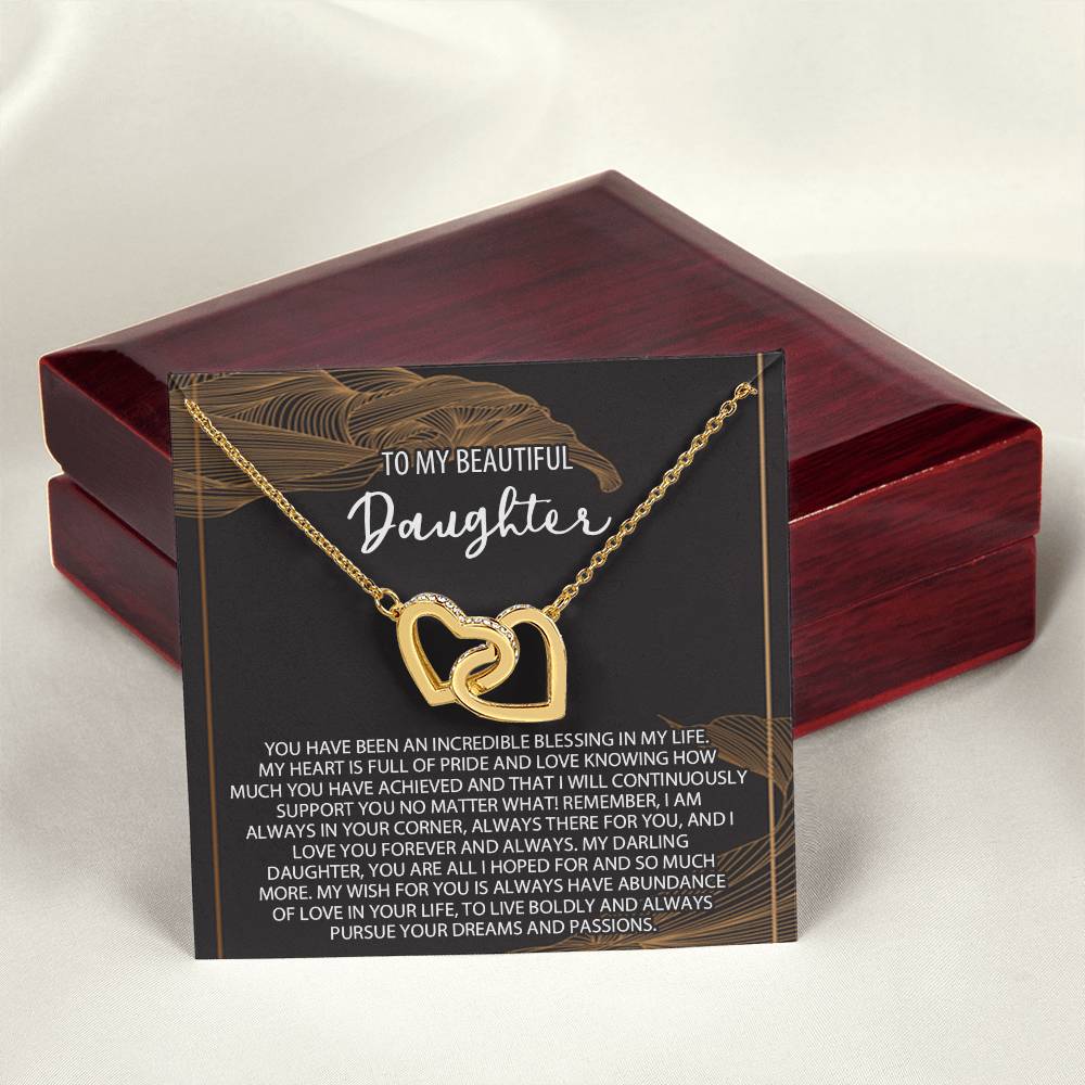 Daughter Necklace Gift Daughter Birthday Necklace To My Beautiful Daughter Interlocking Hearts Necklace Daughter Necklace Gift From Mom