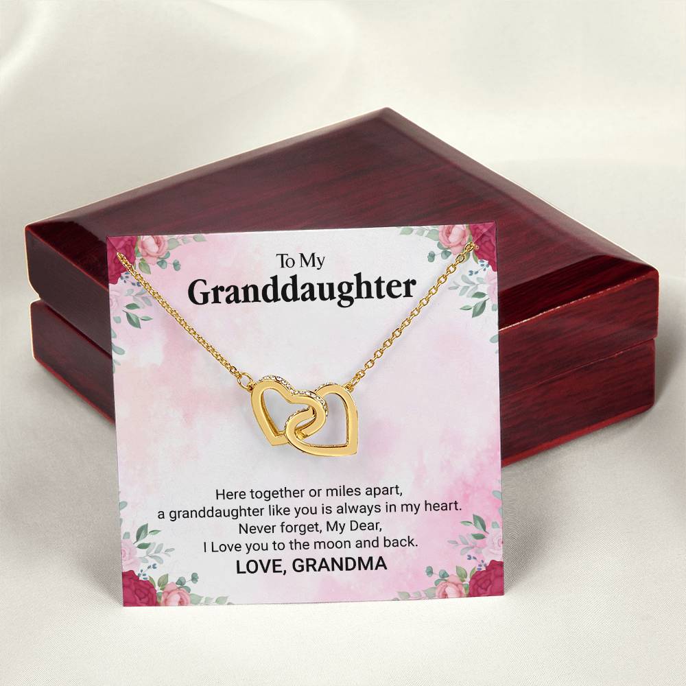 To My Granddaughter-Here Together-Lecklace Interlocking Hearts Necklace