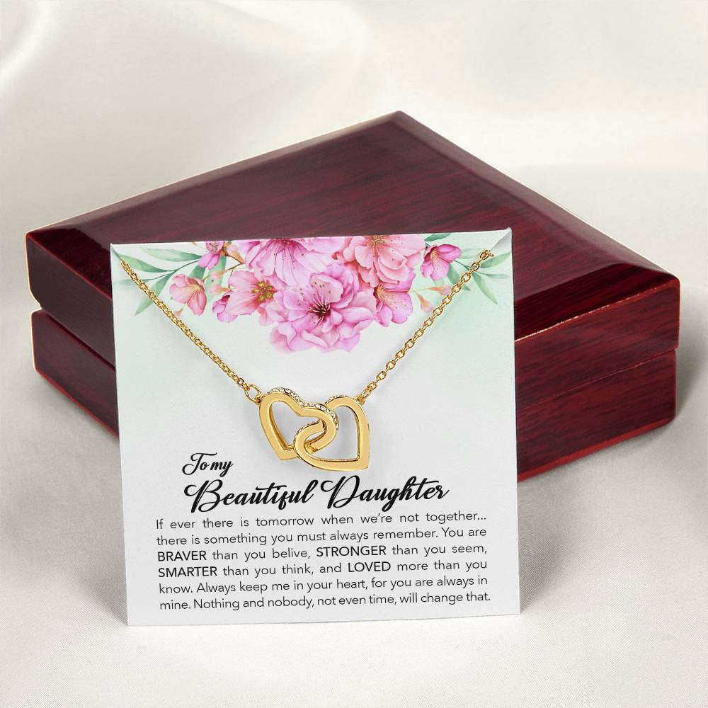 To My Granddaughter - Braver Stronger Smarter - Necklace Interlocking Hearts Necklace