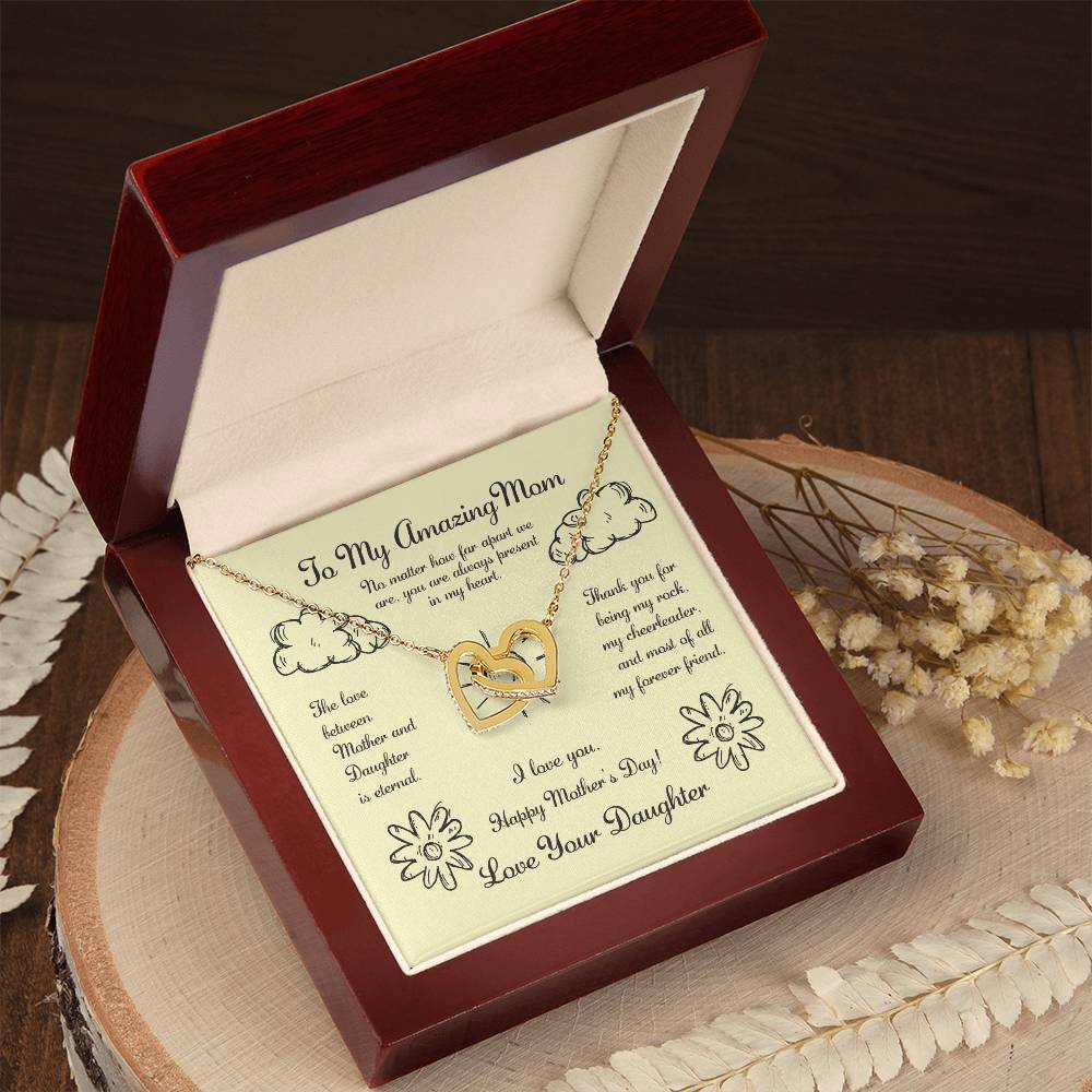 To My Amazing Mom Interlocking Hearts Necklace