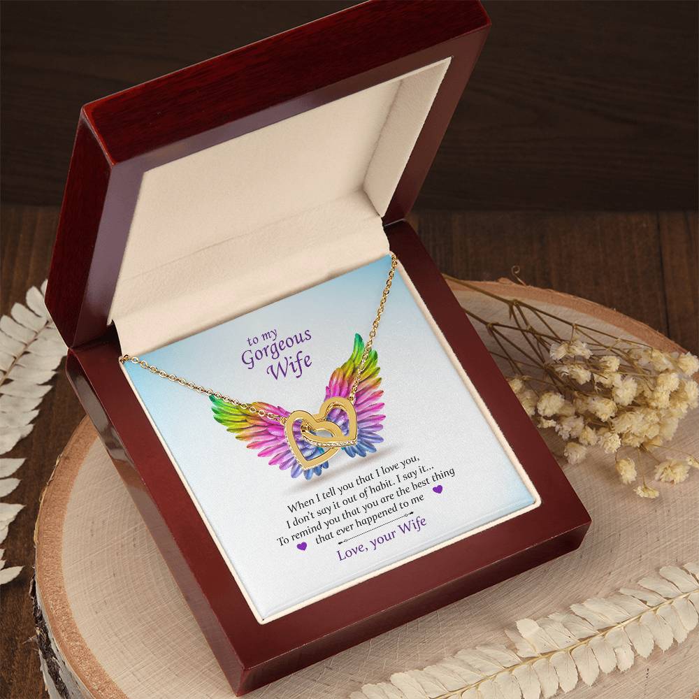 To My Gorgeous Wife ~Pride~ Interlocking Hearts Necklace