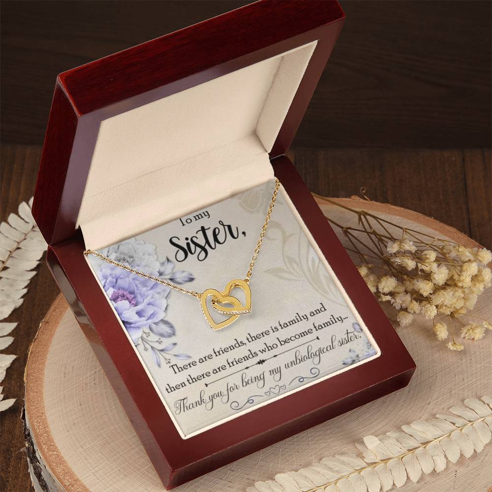 To My Sister Necklace Interlocking Hearts Necklace