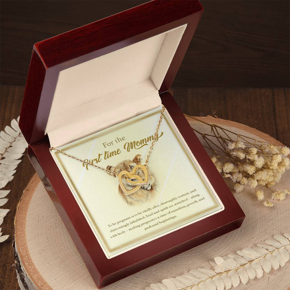 To The First Time Mommy Mommy To Be Gift Pregnant Necklace Interlocking Hearts Necklace
