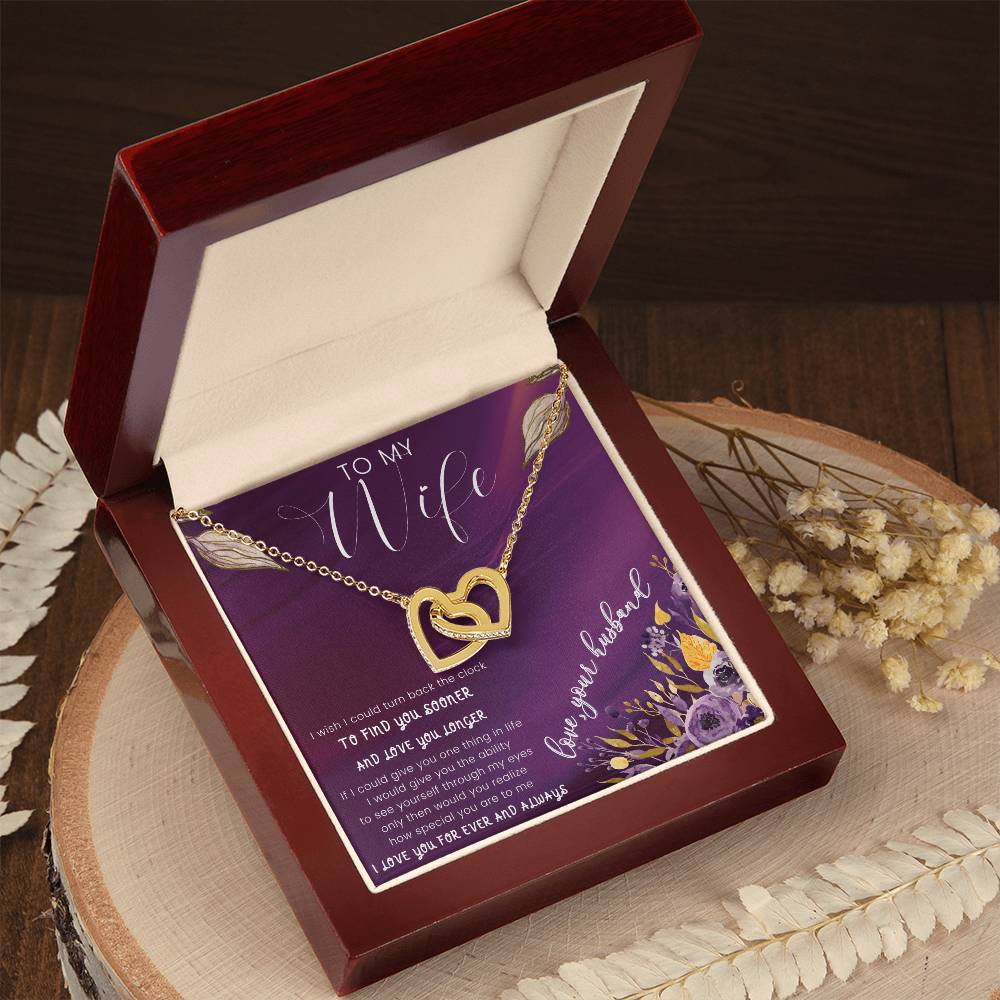 To My Wife Heart Lock Necklace Interlocking Hearts Necklace