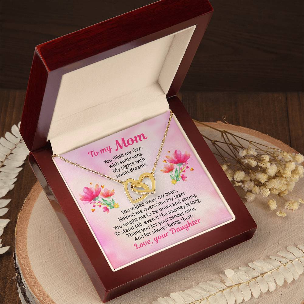 To My Mom - Sunbeams And Sweet Dreams - Necklace Interlocking Hearts Necklace