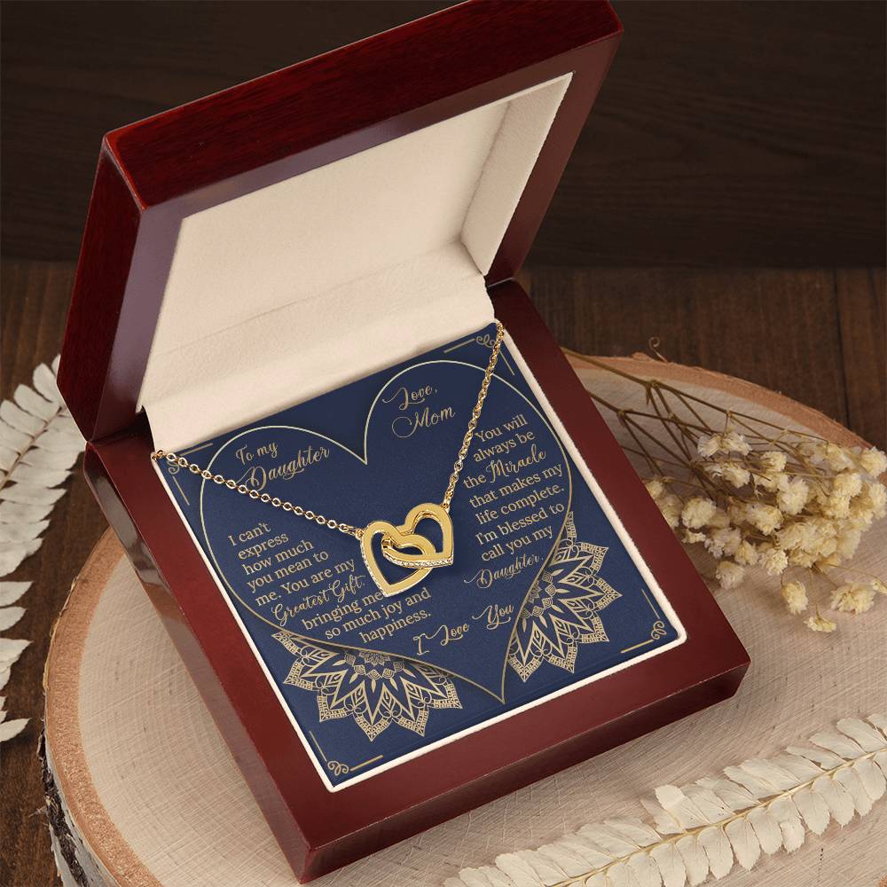 To My Daughter - Greatest Gift Miracle - Necklace Interlocking Hearts Necklace