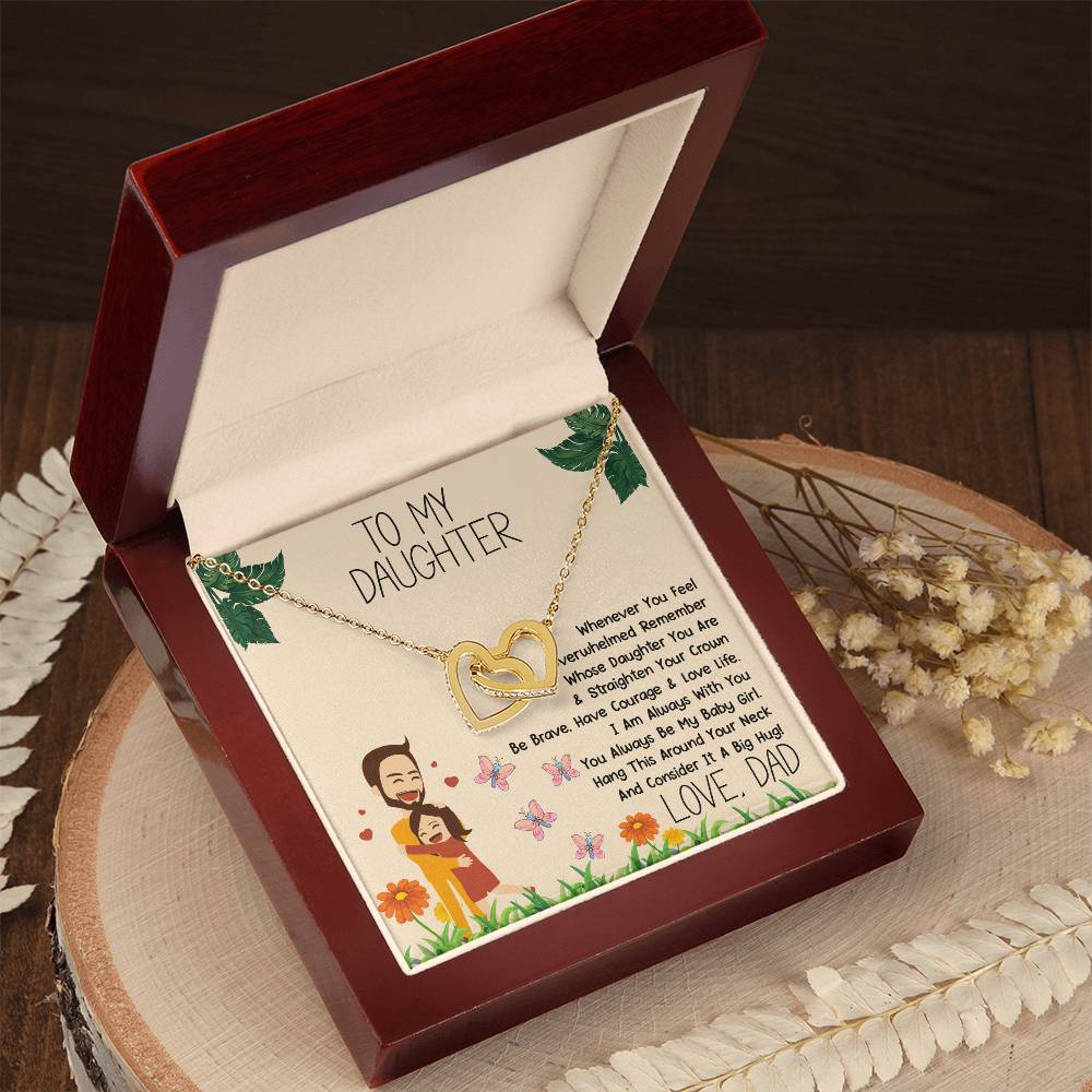 To My Daughter Love Dad Necklace Interlocking Hearts Necklace