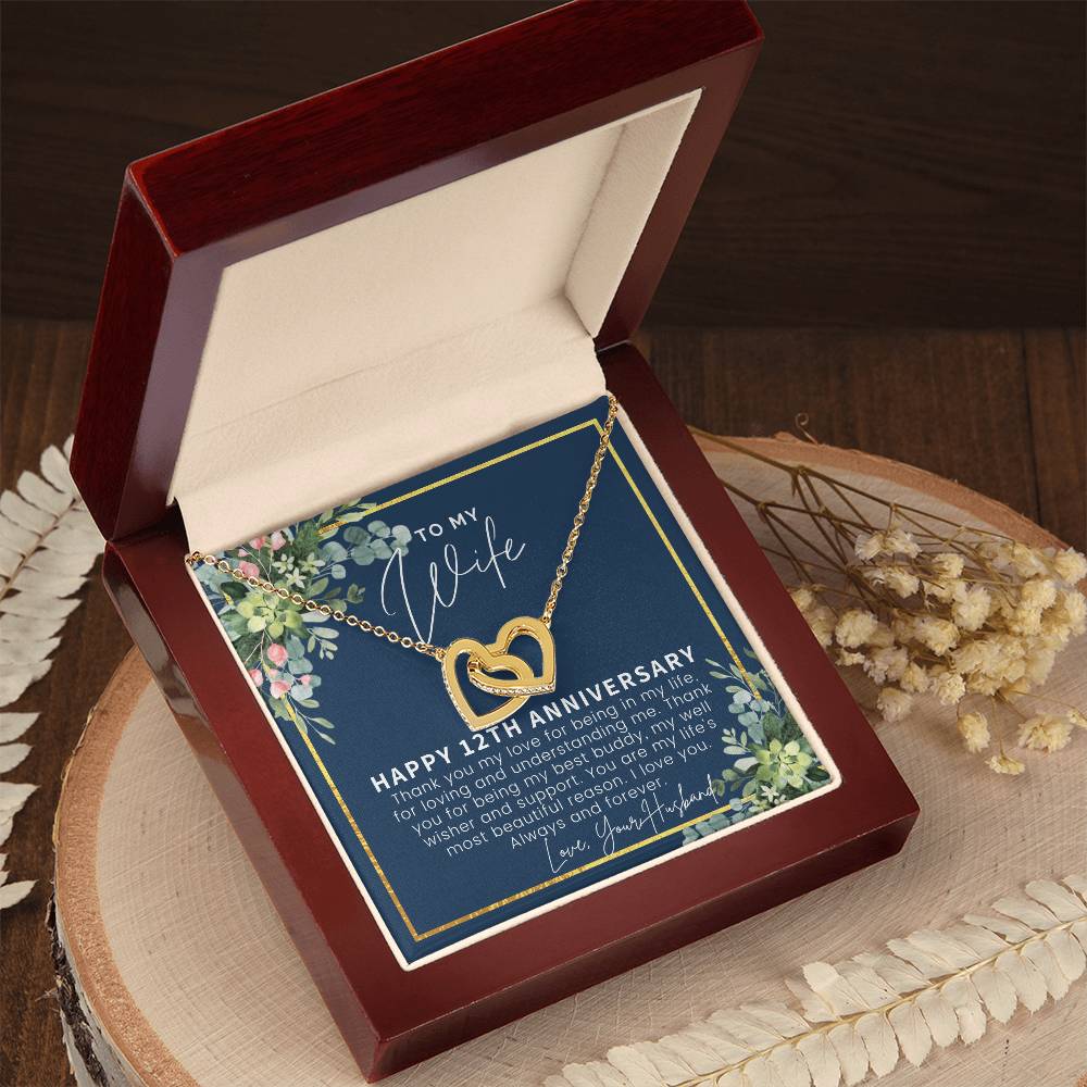 12 Year Anniversary Gift Ideas 12Th Anniversary Gift For Her 12 Year Wedding Anniversary Gift For Wife 12Th Anniversary Gifts Interlocking Hearts Necklace