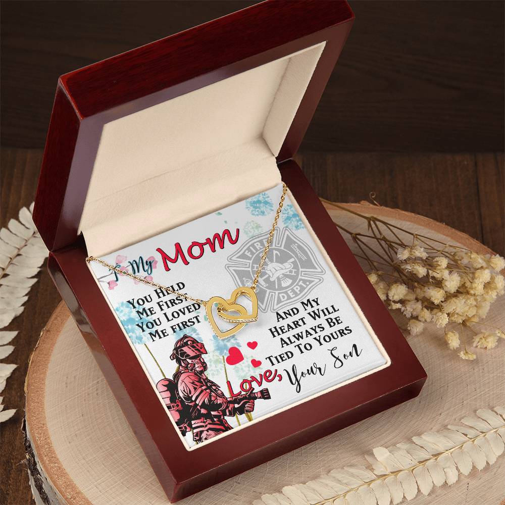 Firefighter'S Mom - Interlocking Heart Necklace Interlocking Hearts Necklace
