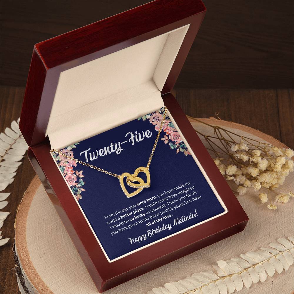 Twenty-Five Birthday All Of My Love Interlocked Hearts Necklace Interlocking Hearts Necklace