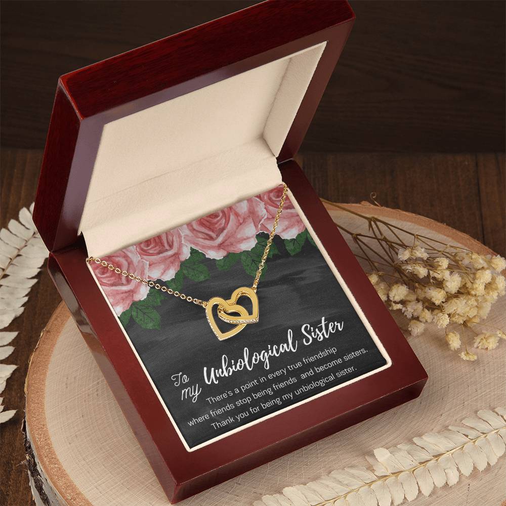 Unbiological Sister Gift Best Friend Necklace Big Little Sorority Soul Sister Bridesmaid Gift Worth It Gift Interlocking Hearts Necklace