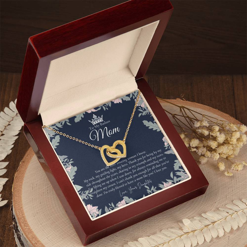 To My Beautiful Mom Necklace Badass Mom Gift Mother’S Day Gift Birthday Gift Gift From Daughter On Wedding Day Interlocking Hearts Necklace