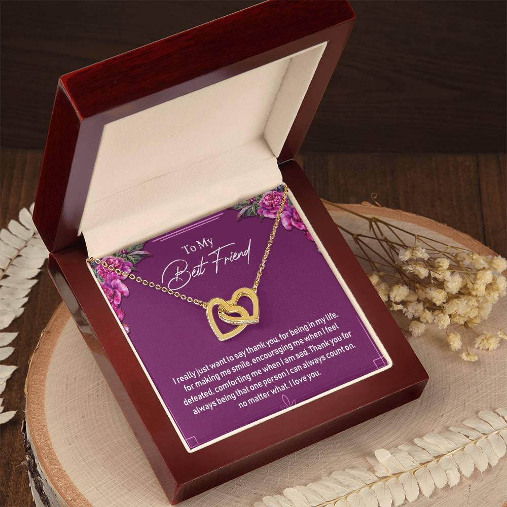 To My Best Friend Interlocking Hearts Necklace Message Card