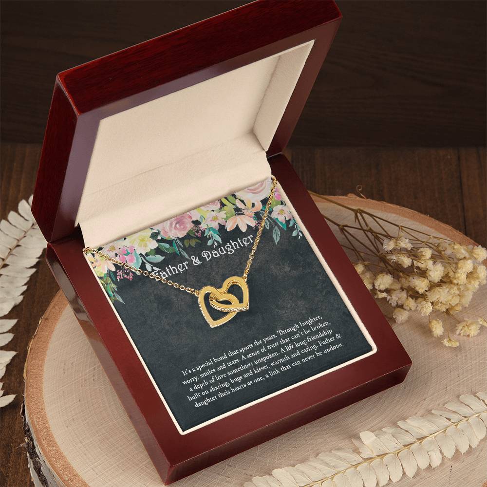 Father And Daughter Necklace Daughter Gift Father'S Day Gift Interlocking Hearts Necklace