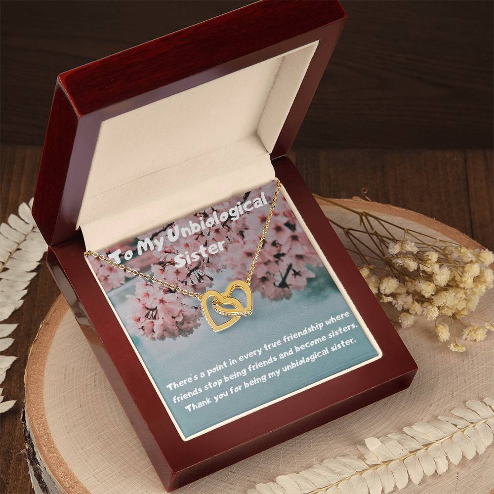 To My Unbiological Sister Interlocking Hearts Necklace