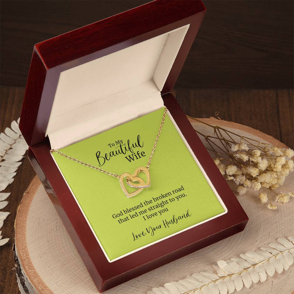 God Blessed The Broken Road To You Interlocking Hearts Necklace