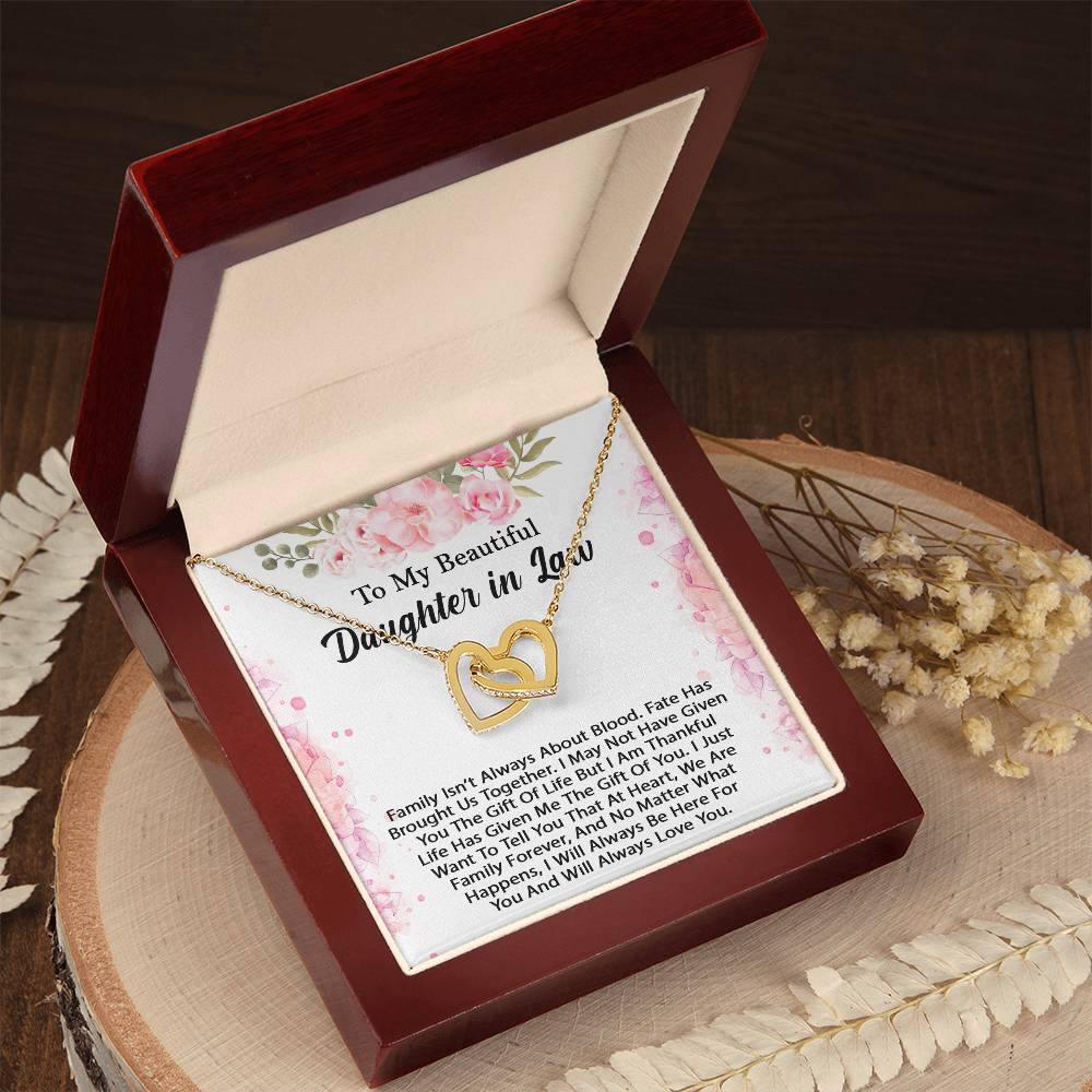 To My Beautiful Daughter In Law Hearts Necklace - Perfect Gift Interlocking Hearts Necklace