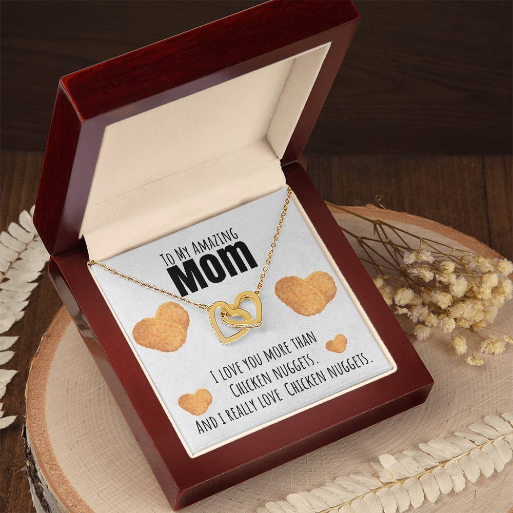 I Love You More Than Chicken Nuggets Interlocking Hearts Necklace