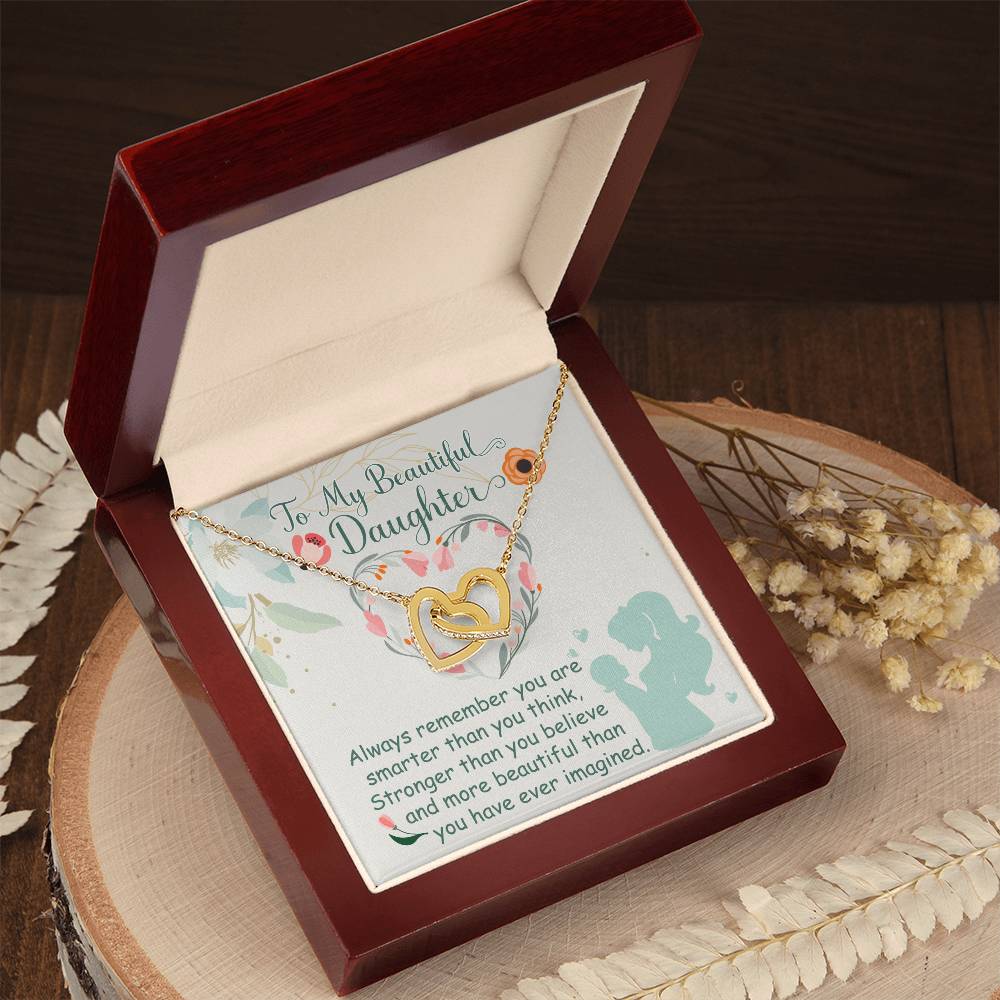 To My Beautiful Daughter Necklace To Daughter From Mom Interlocking Hearts Necklace