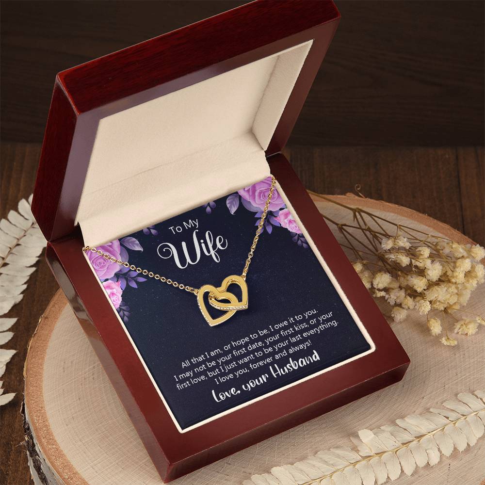 To My Wife All That I Am Or Hope To Be Interlocking Hearts Necklace