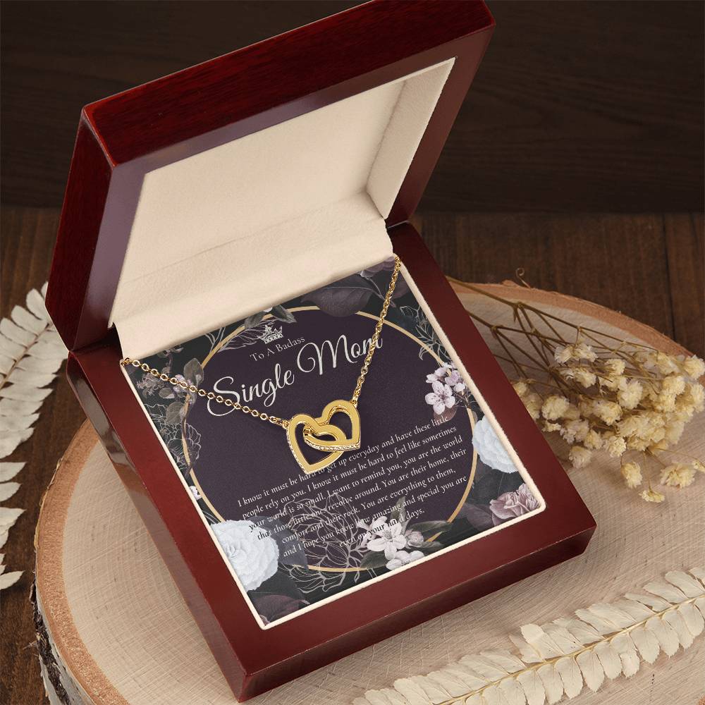 Single Mom Gift Mothers Day Gift Present For Single Mother Super Mom Necklace Gift For Single Mother Jewelry For Mom Interlocking Hearts Necklace