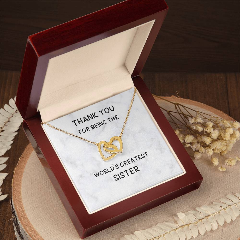 Thank You World'S Greatest Sister Interlocked Hearts Necklace Interlocking Hearts Necklace