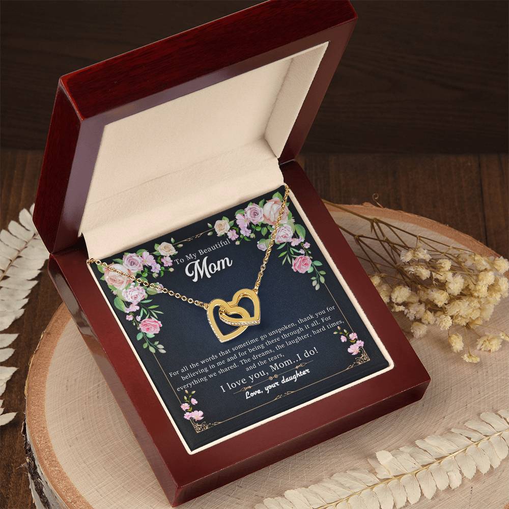 I Love You Mom.I Do Interlocking Hearts Necklace