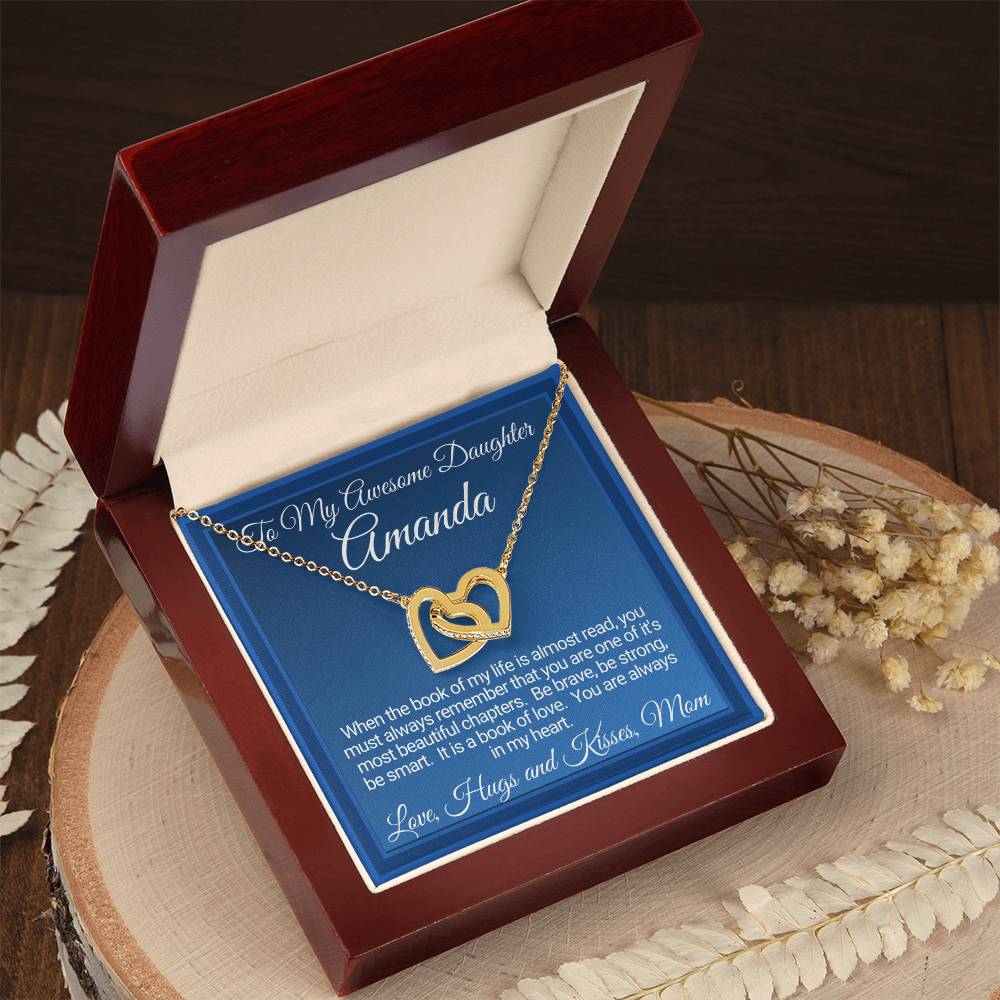 Personalized Gift For Awesome Daughter From Mom Interlocking Hearts Necklace