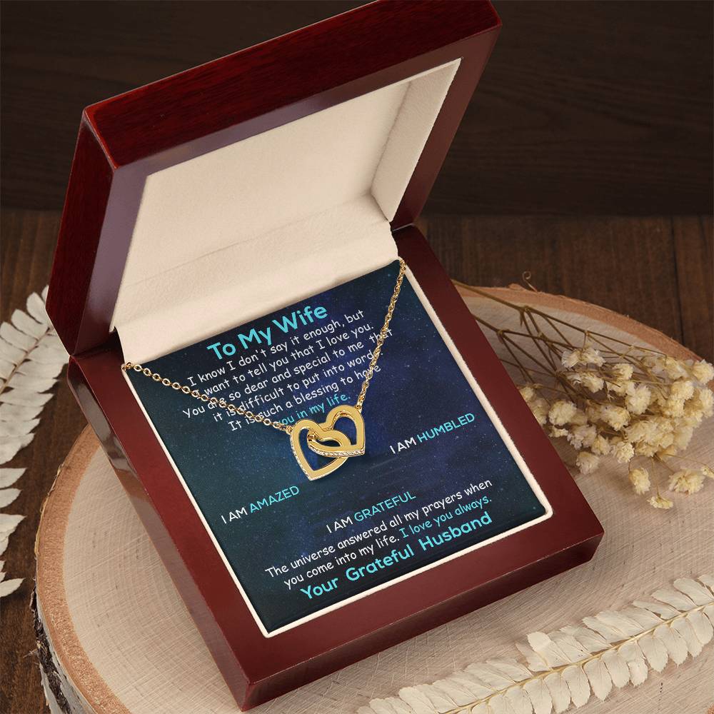 Personalized Wife Necklace Husband To Wife Gift For My Wife Romantic Wife Gift Wife Birthday Surprise Wife Appreciation Up The Movie Interlocking Hearts Necklace