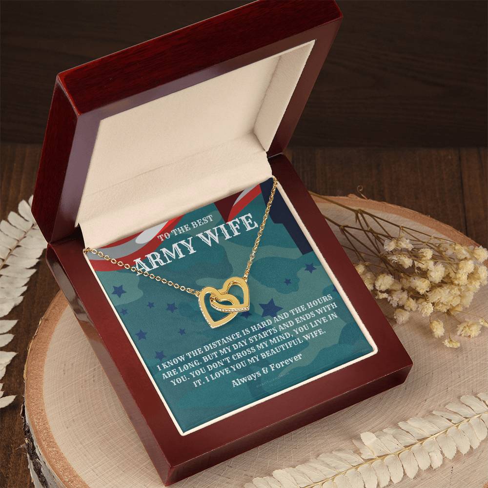 Army Wife Gift Military Gift Wife To The Best Army Wife In The World Army Jewelry Deployment Necklace Deployment Gift Gift For Army Wife Interlocking Hearts Necklace