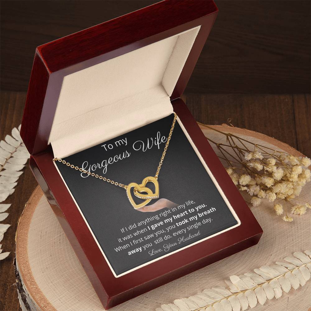 I Gave My Heart To My Gorgeous Wife - Two Hearts Necklace Interlocking Hearts Necklace