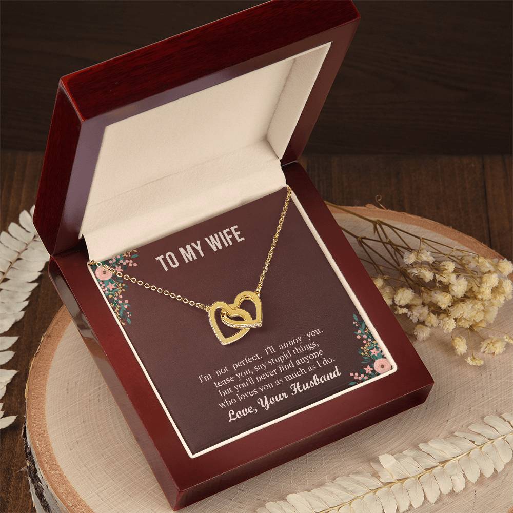 Husband To Wife - I'M Not Perfect Interlocking Hearts Necklace