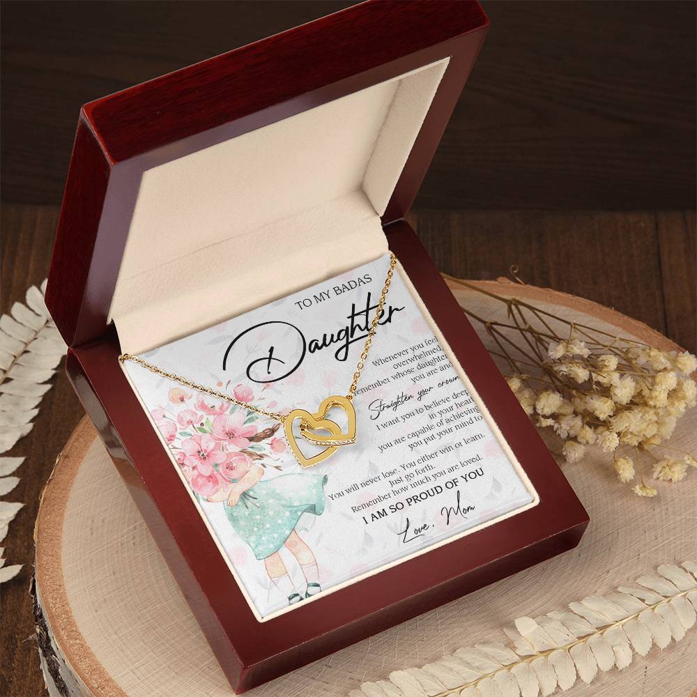 To My Badass Daughter Necklace From Mom Badass Daughter Jewelry Daughter Necklace From Mom Daughter Necklace Personalized Daughter Necklace Interlocking Hearts Necklace