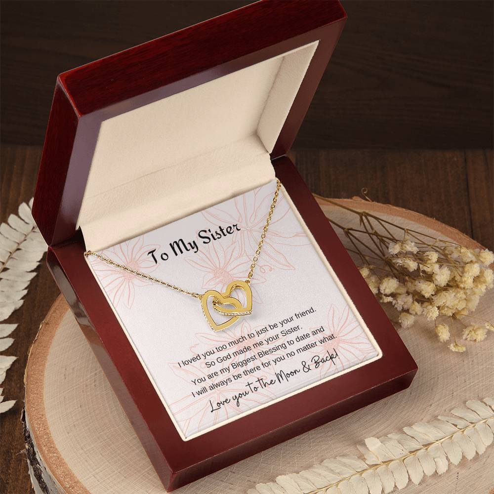 To My Sister Interlocking Hearts Necklace
