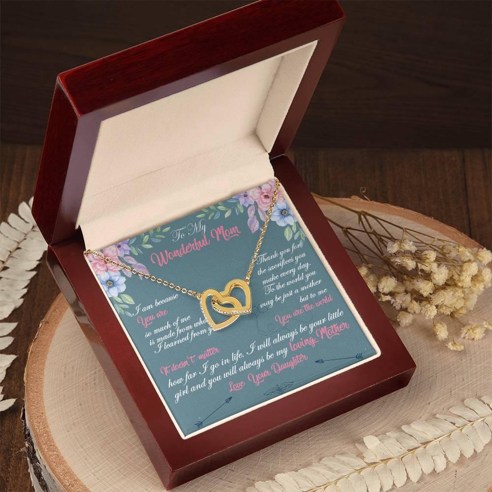 To My Wonderful Mom Necklace Interlocking Hearts Necklace
