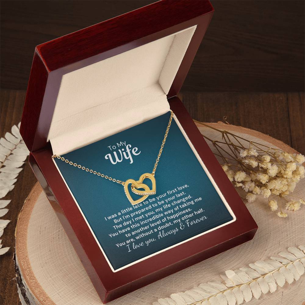 To My Wife - My Other Half - Interlocked Hearts Necklace Interlocking Hearts Necklace