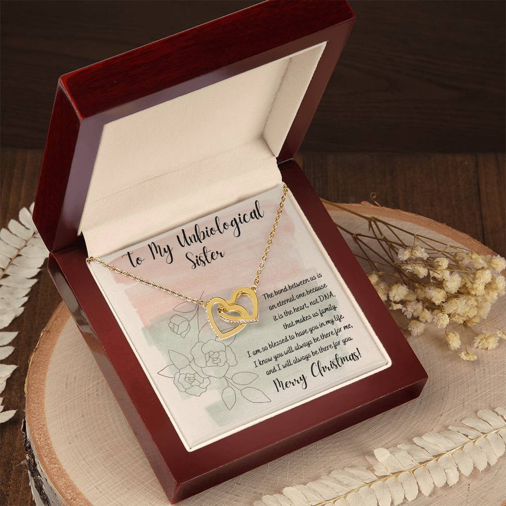 It Is The Heart Not Dna That Makes Family Interlocking Hearts Necklace Gift For Sister