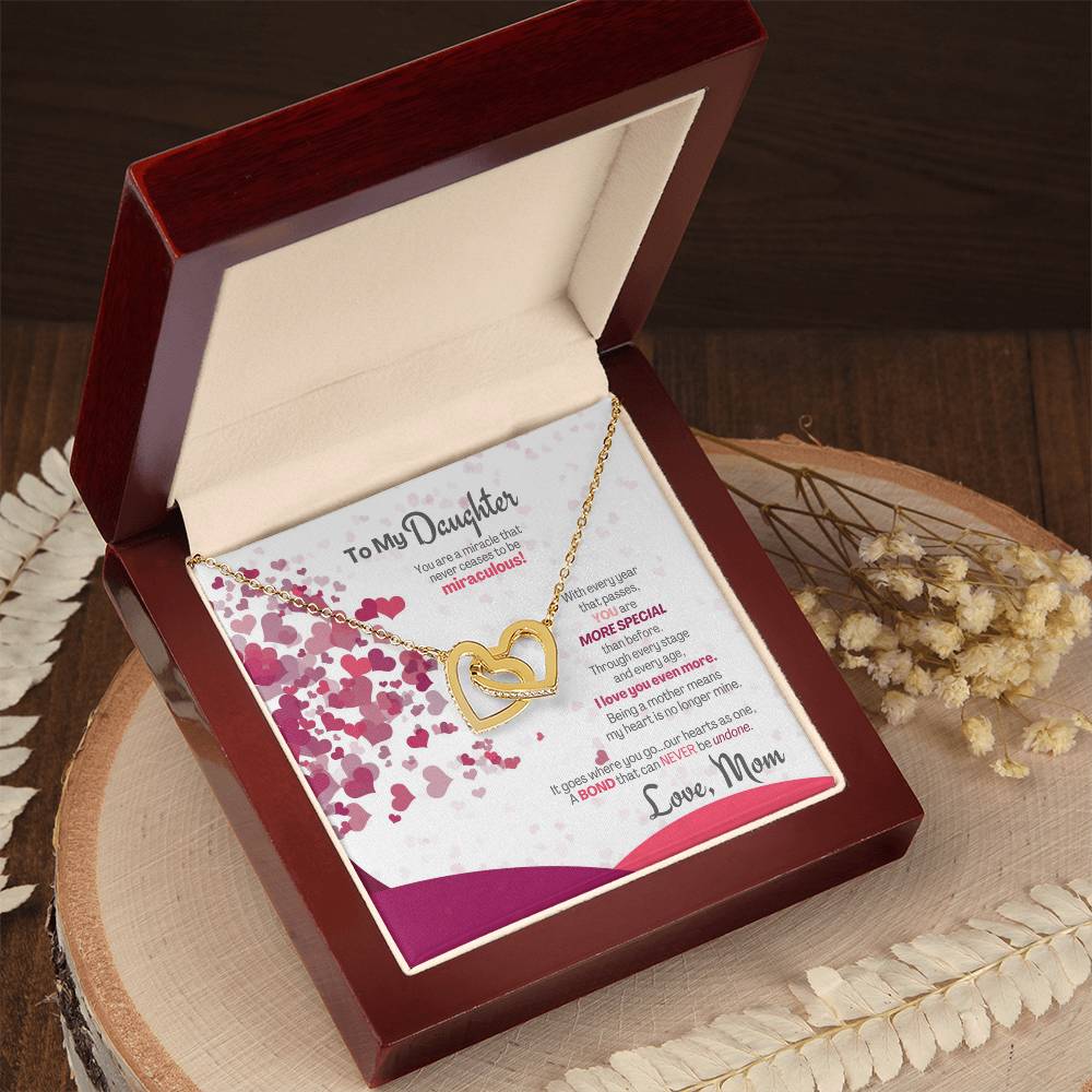 A Bond That Can Never Be Undone - Interlocking Hearts Necklace Gift For Daughter From Mom
