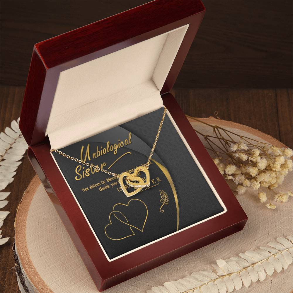 Unbiological Sister Interlocking Hearts Necklace