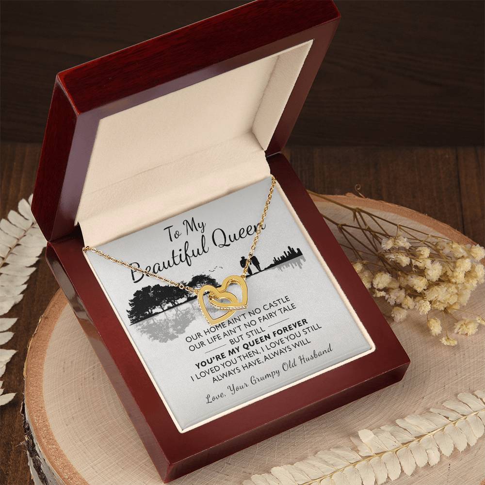 To My Beautiful Queen Interlocking Hearts Necklace