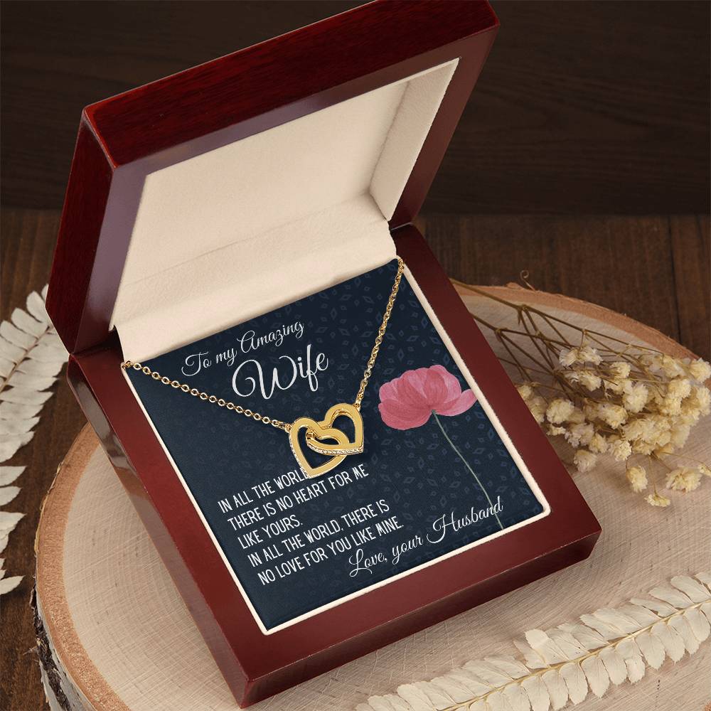 Gift For Wife There Is No Heart For Me Like Yours Interlocking Hearts Necklace B