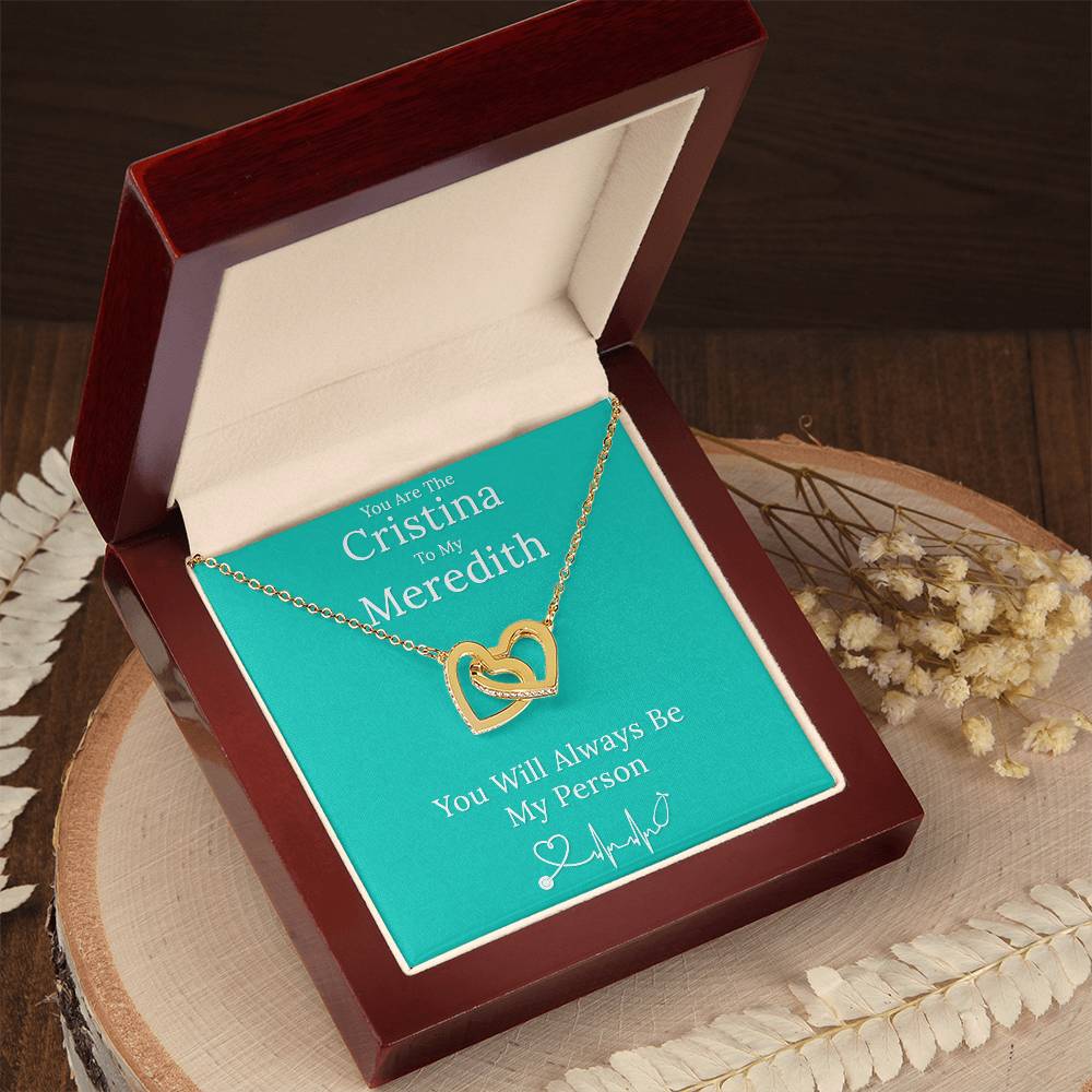You Are The Cristina To My Meredith Necklace Interlocking Hearts Necklace